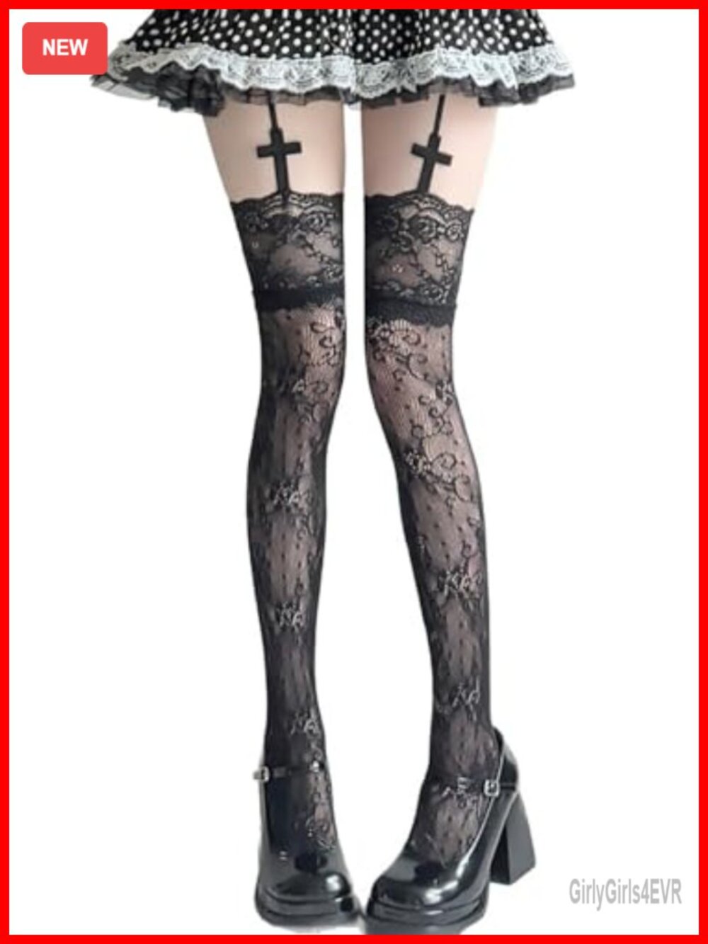 Fishnet Thigh High Socks Built-in Garter Belt Suspender Pantyhose